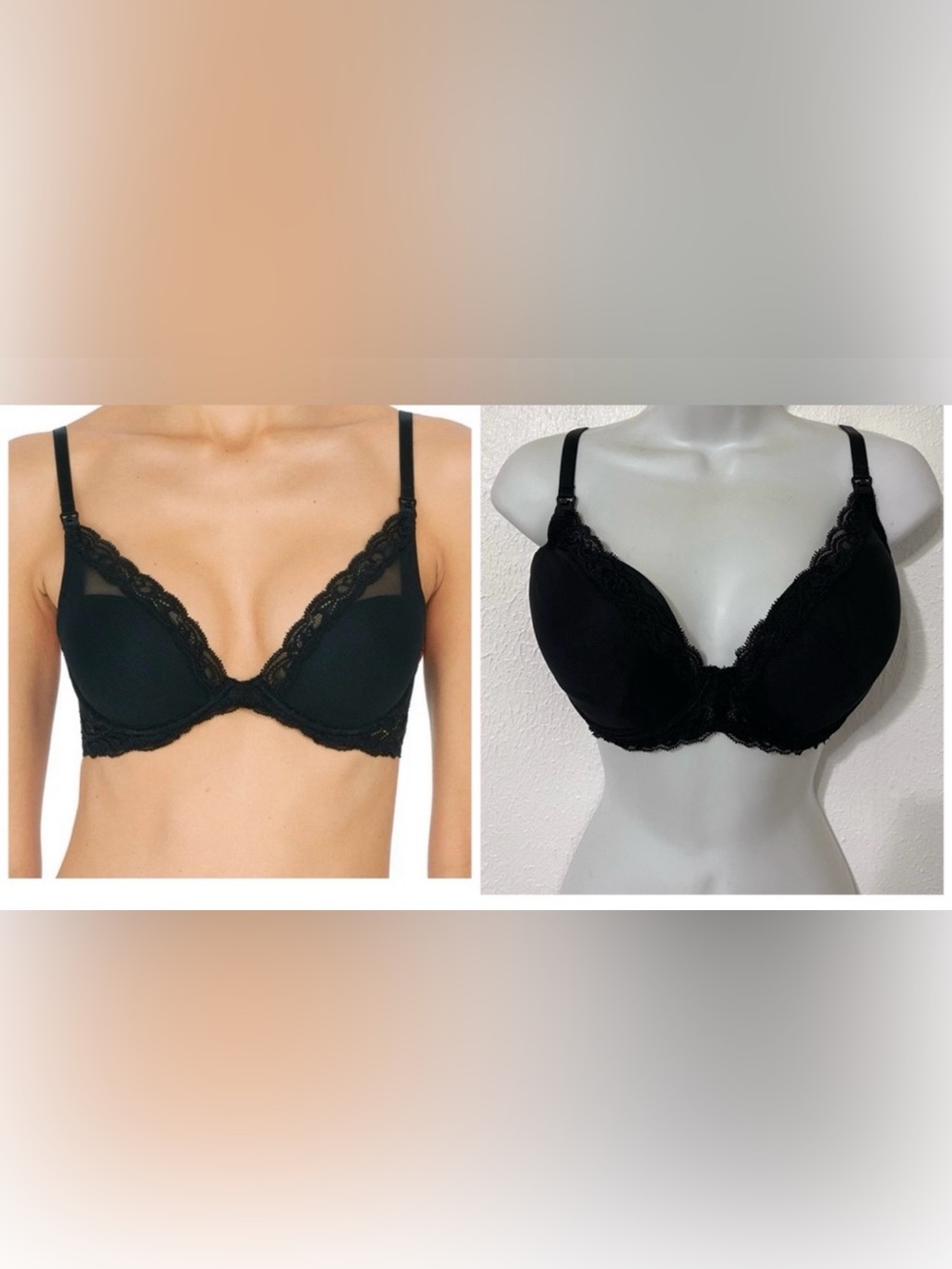 Natori Maternity Clasp Black Lace Triangle Bra with Contoured Cups 34DDD